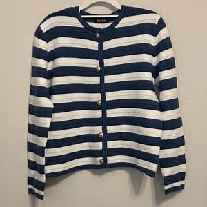 BTFBM Women’s Blue and White Striped Cardigan, NWOT, Size Small